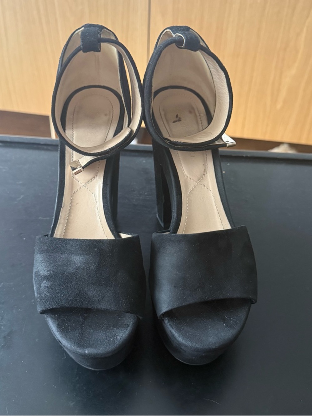 Nicholas Kirkwood Black Suede Platform Heels with Pearl Detail - Picture 3 of 9